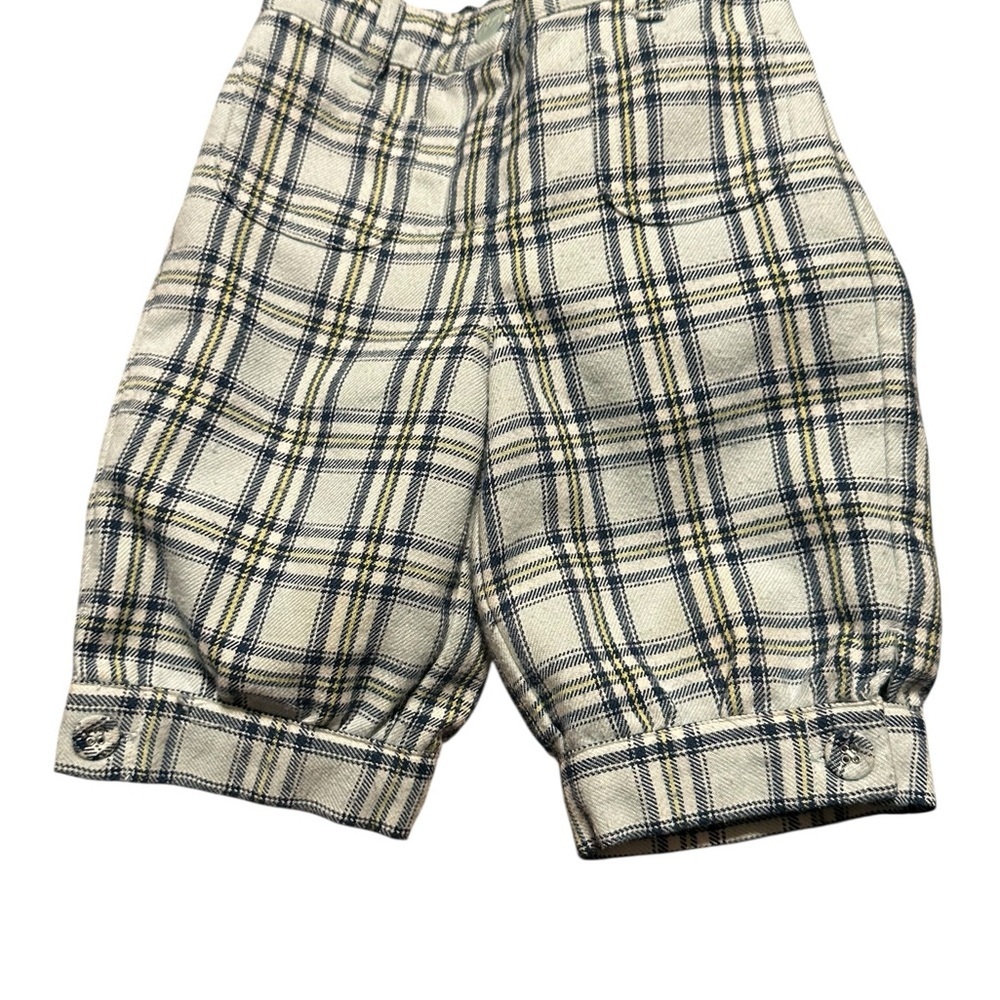 Janie and Jack Plaid Knicker Shorts - White and Blue